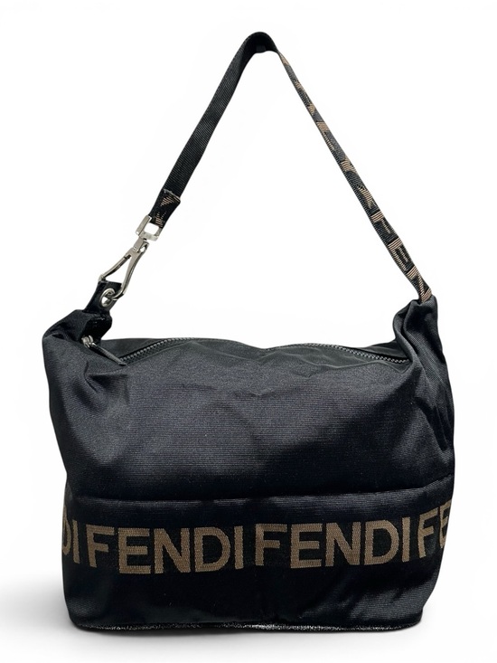 Fendi Handbags - FENDI Roma Black & Tan Nylon Medium Hobo Shoulder Bag with Pochette